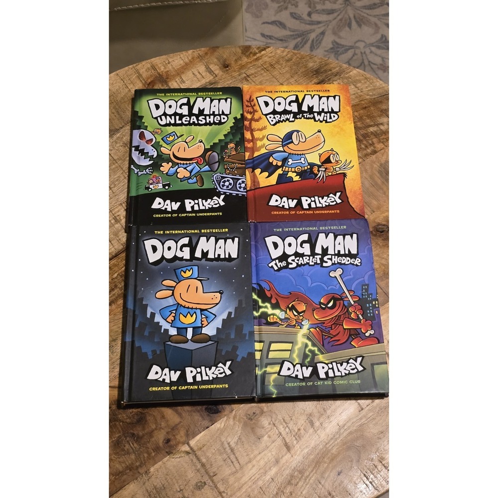 Dog Man  Books Lot of 4 Hardcover Set By Dav Pilkey Graphic Novel Dogman Series